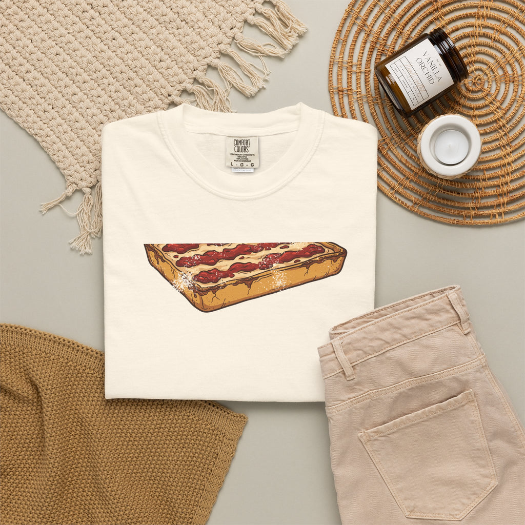 Detroit Style Pizza Retro Food Illustration T-Shirt