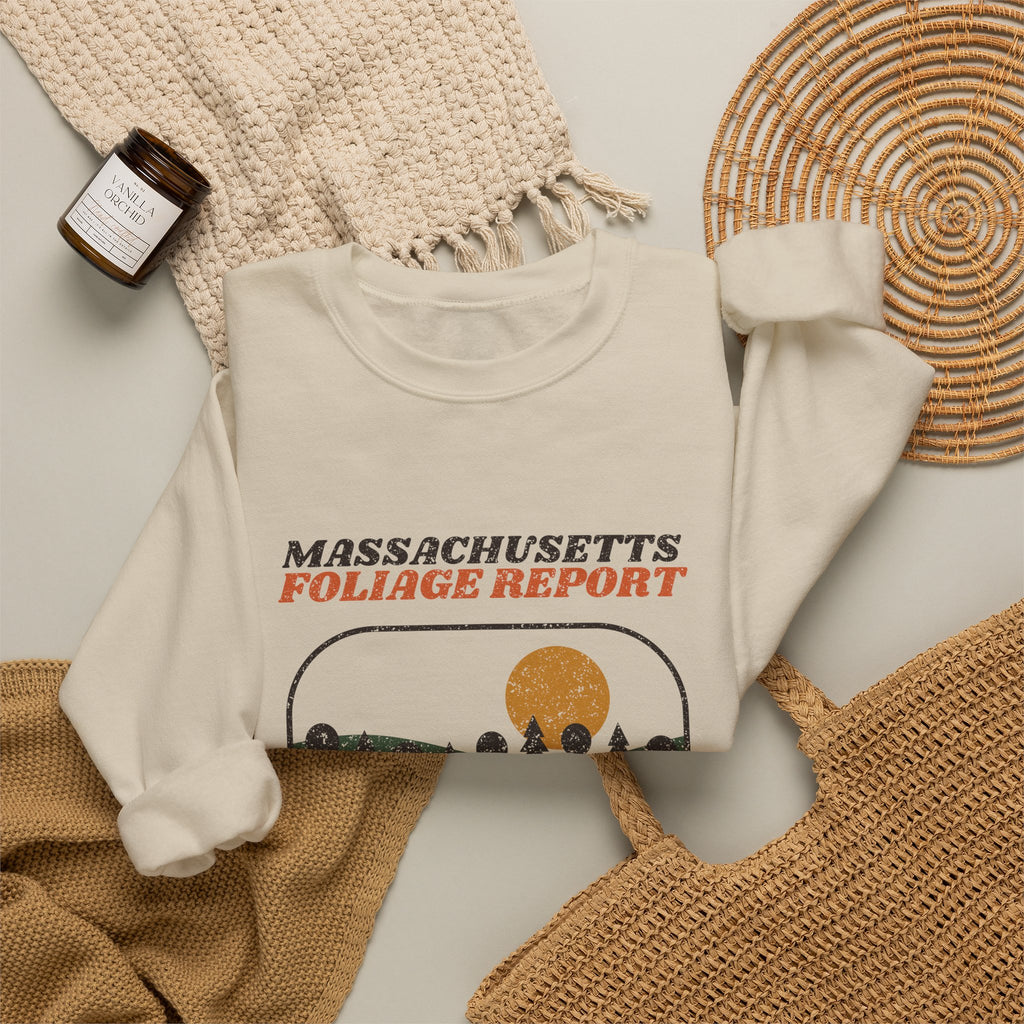 Massachusetts Foliage Report Retro Landscape Crewneck Sweatshirt