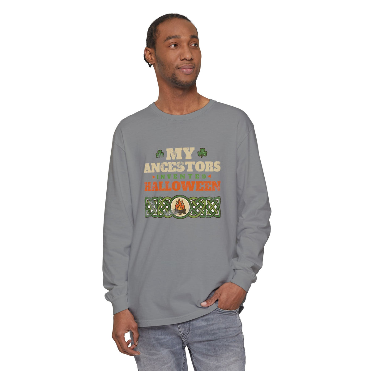 My Ancestors Invented Halloween Celtic Bonfire Long Sleeve Tee