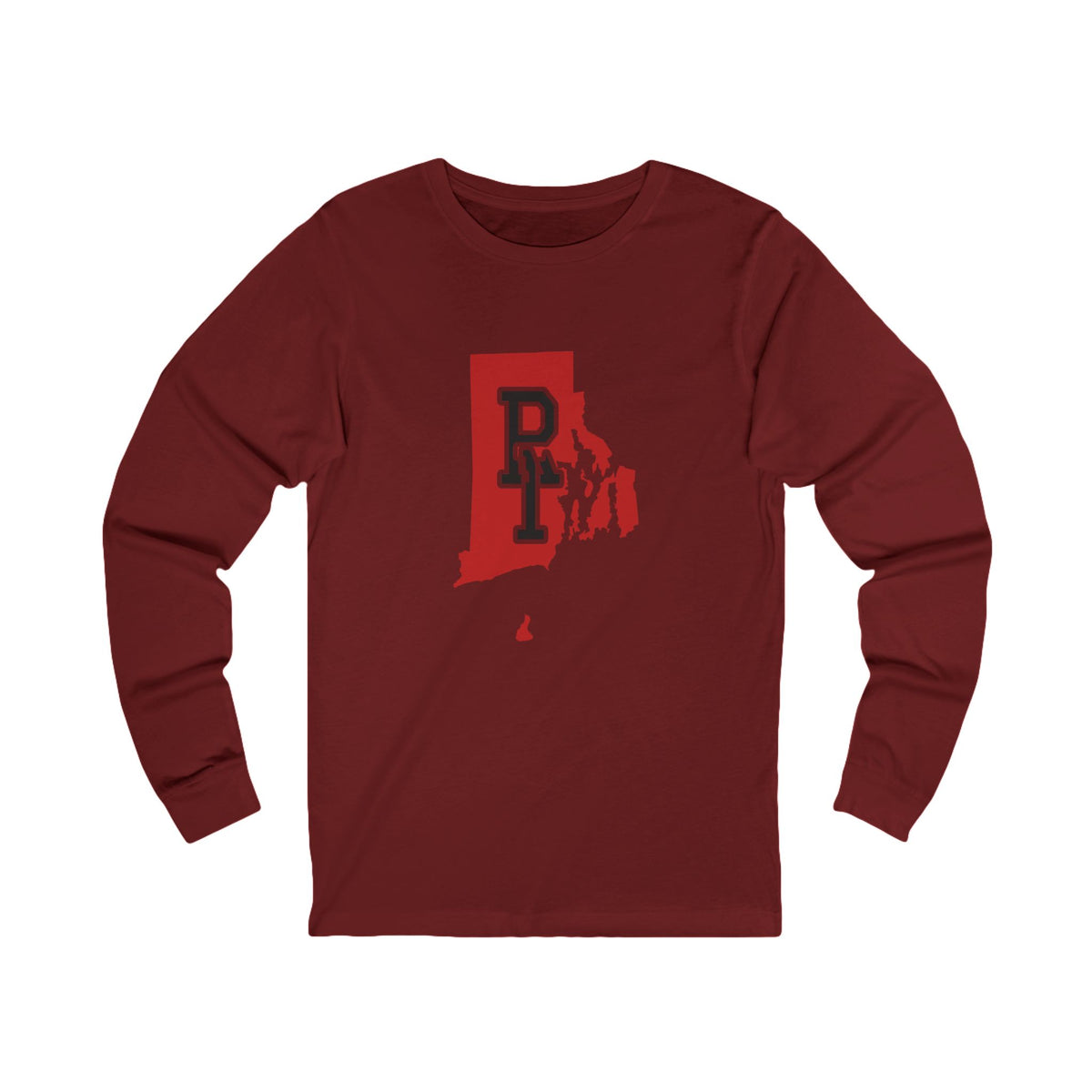Rhode Island Varsity Monogram Map Long Sleeve Tee