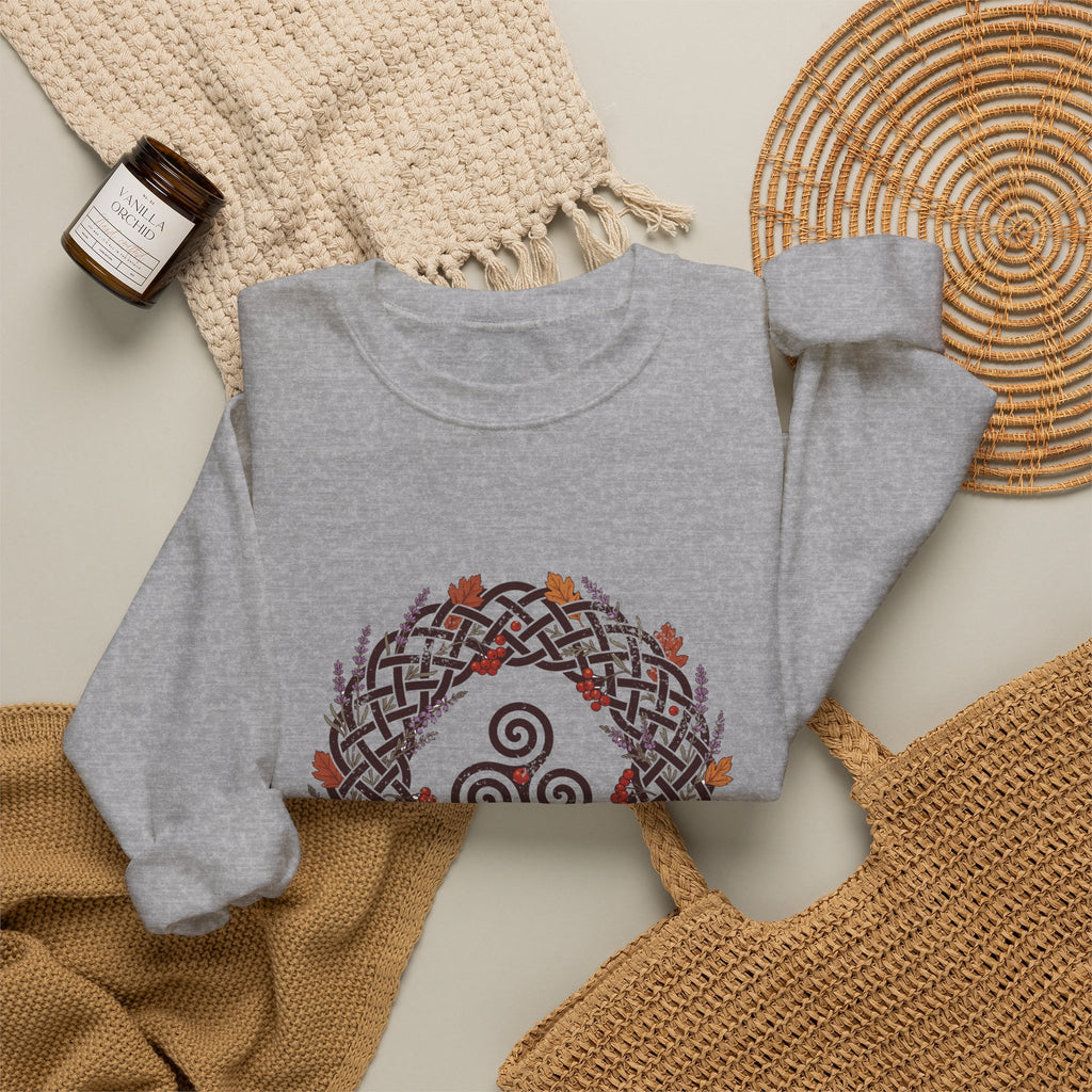 Fómhar Celtic Triskele Autumn Wreath Crewneck Sweatshirt