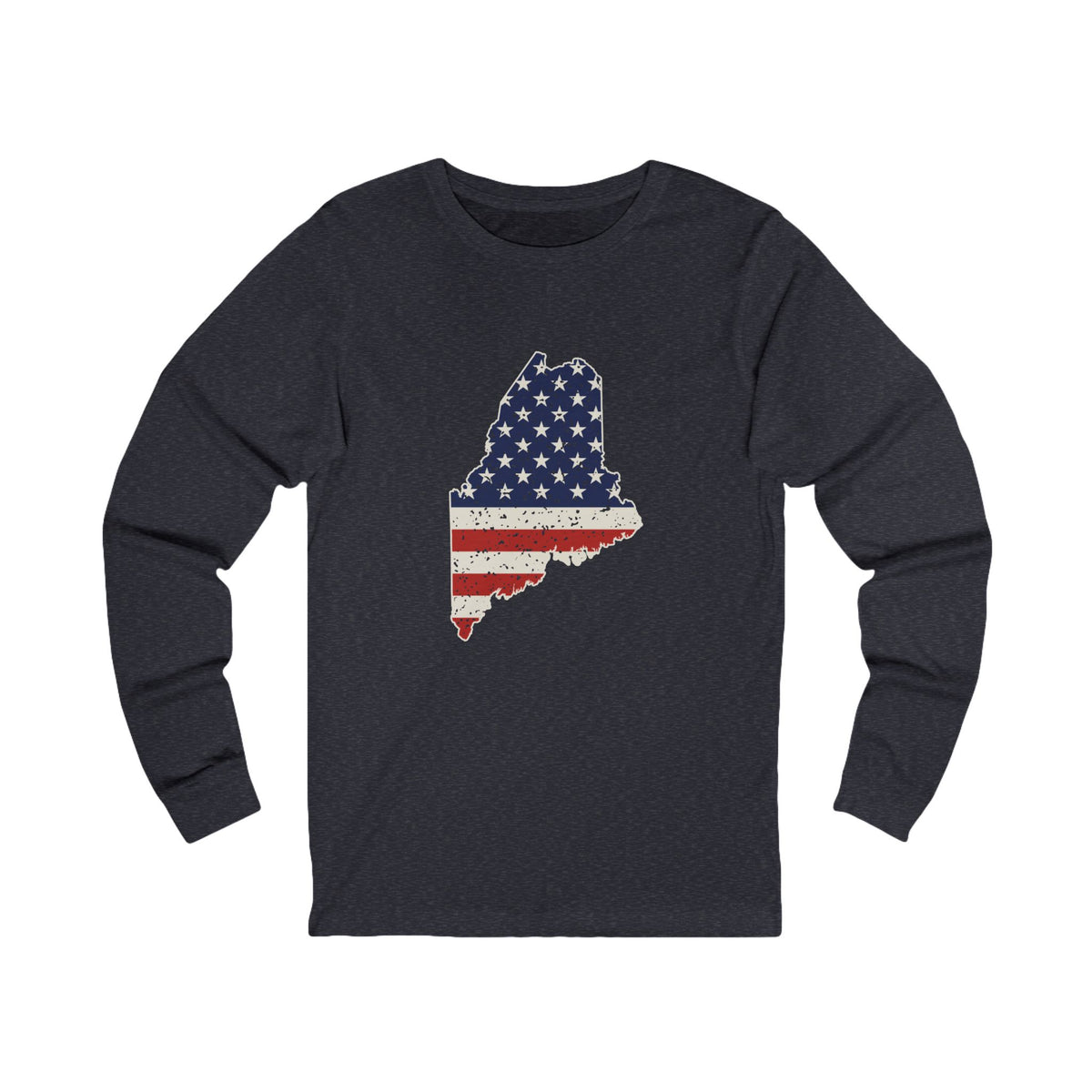 Maine American Flag Map Long Sleeve Tee
