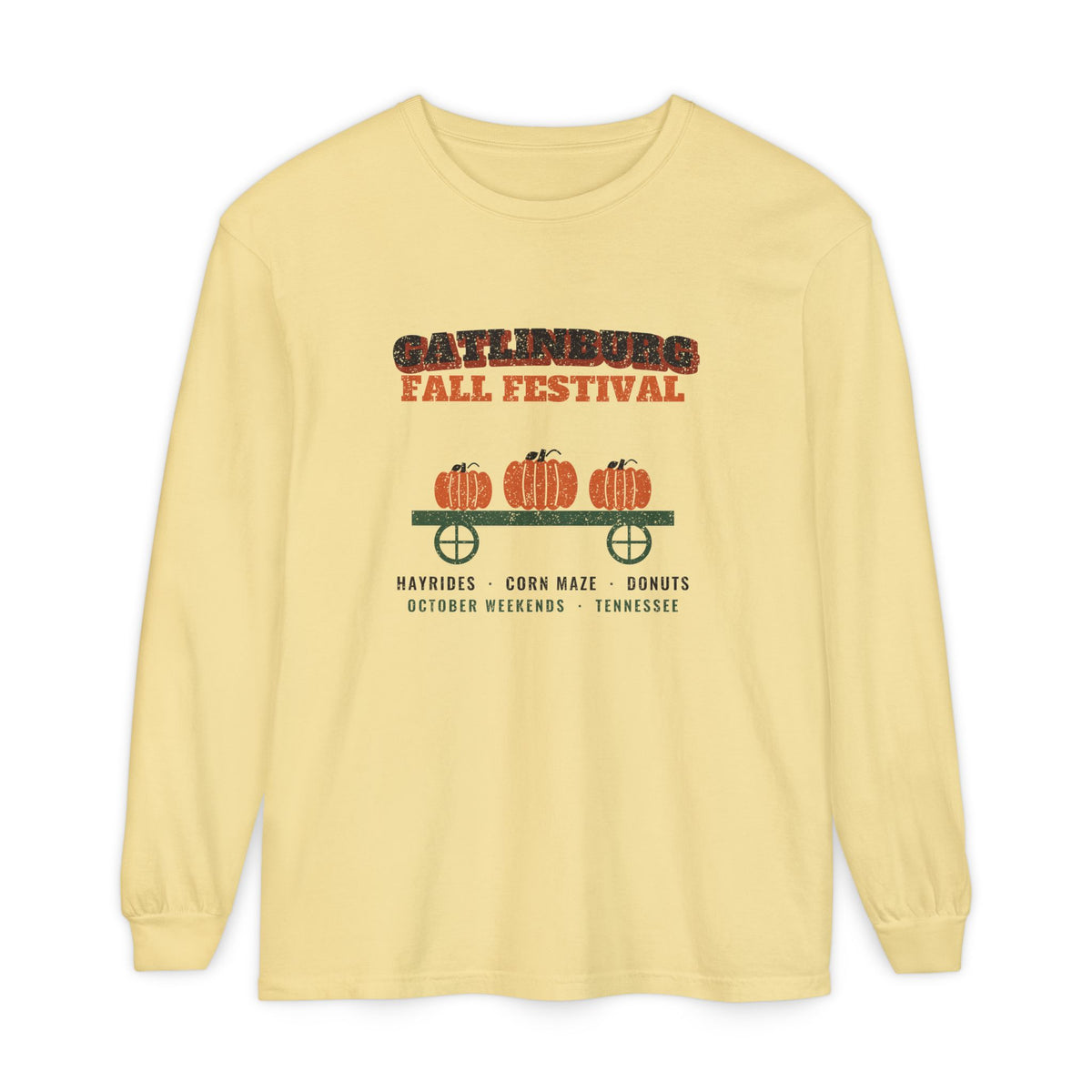 Gatlinburg Tennessee Fall Festival Hay Wagon Long Sleeve Tee