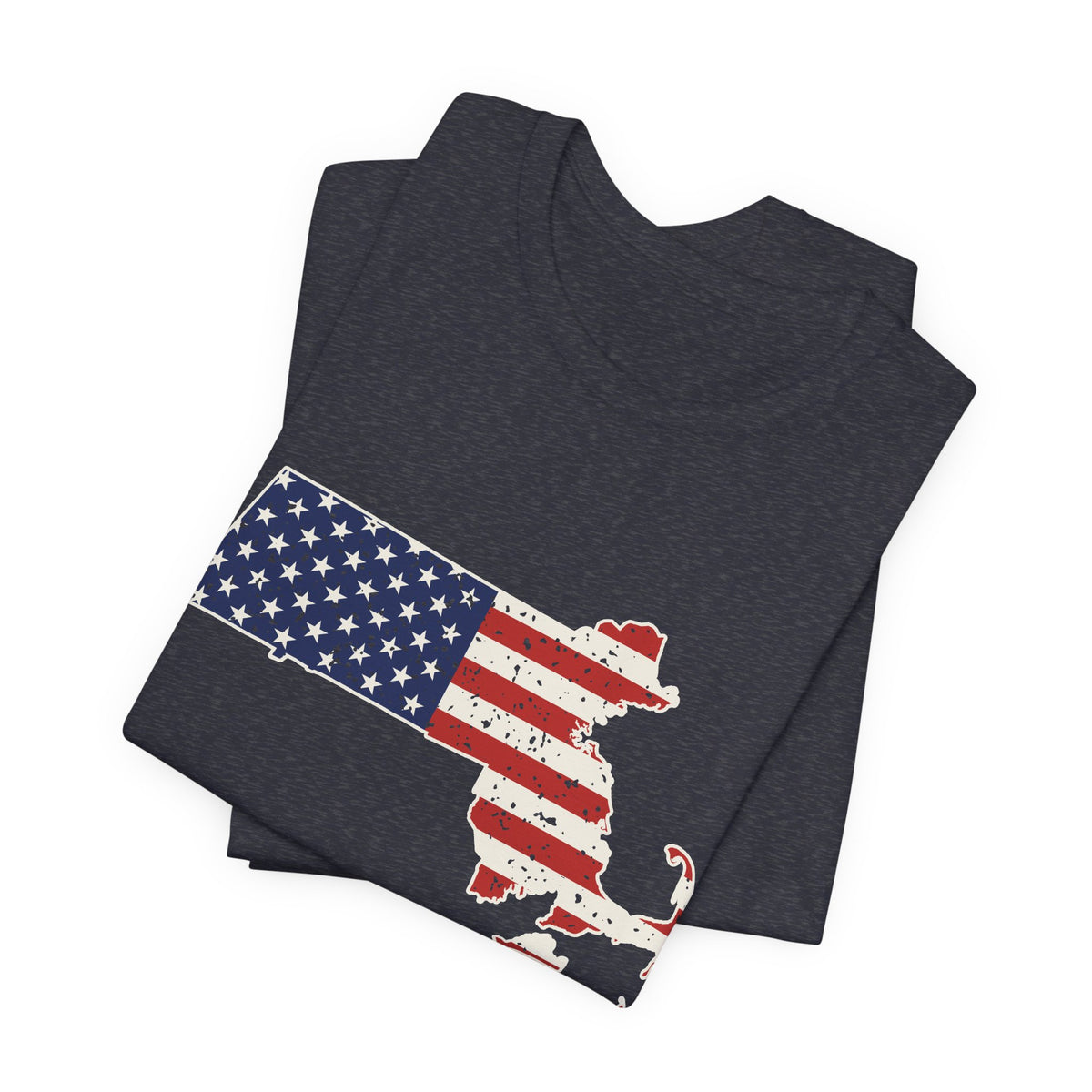 Massachusetts American Flag Map T-Shirt