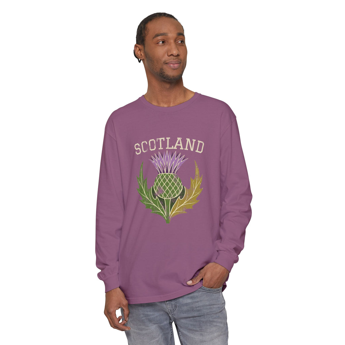Scotland Thistle Vintage Emblem Long Sleeve Tee