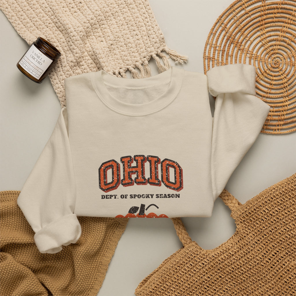 Ohio Dept. of Spooky Season Varsity Crewneck Sweatshirt