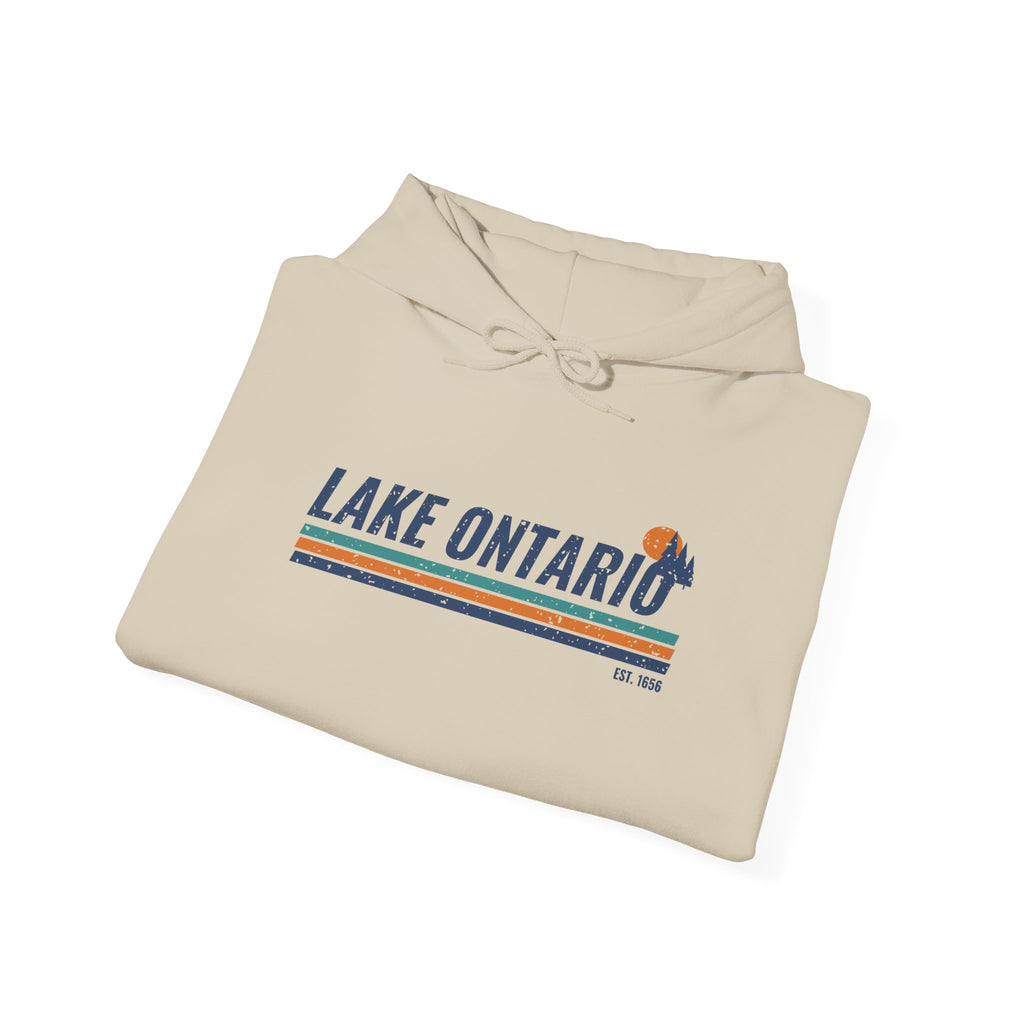 Lake Ontario Est 1656 Retro Stripe Hoodie