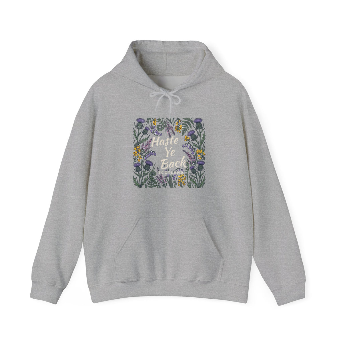 Haste Ye Back Scotland Thistle Wildflowers Hoodie