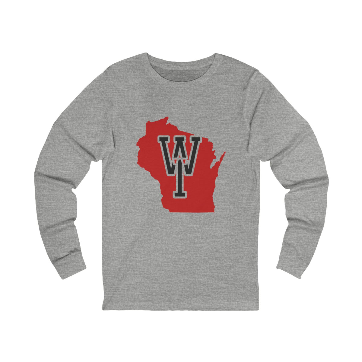 Wisconsin Varsity Monogram Map Long Sleeve Tee