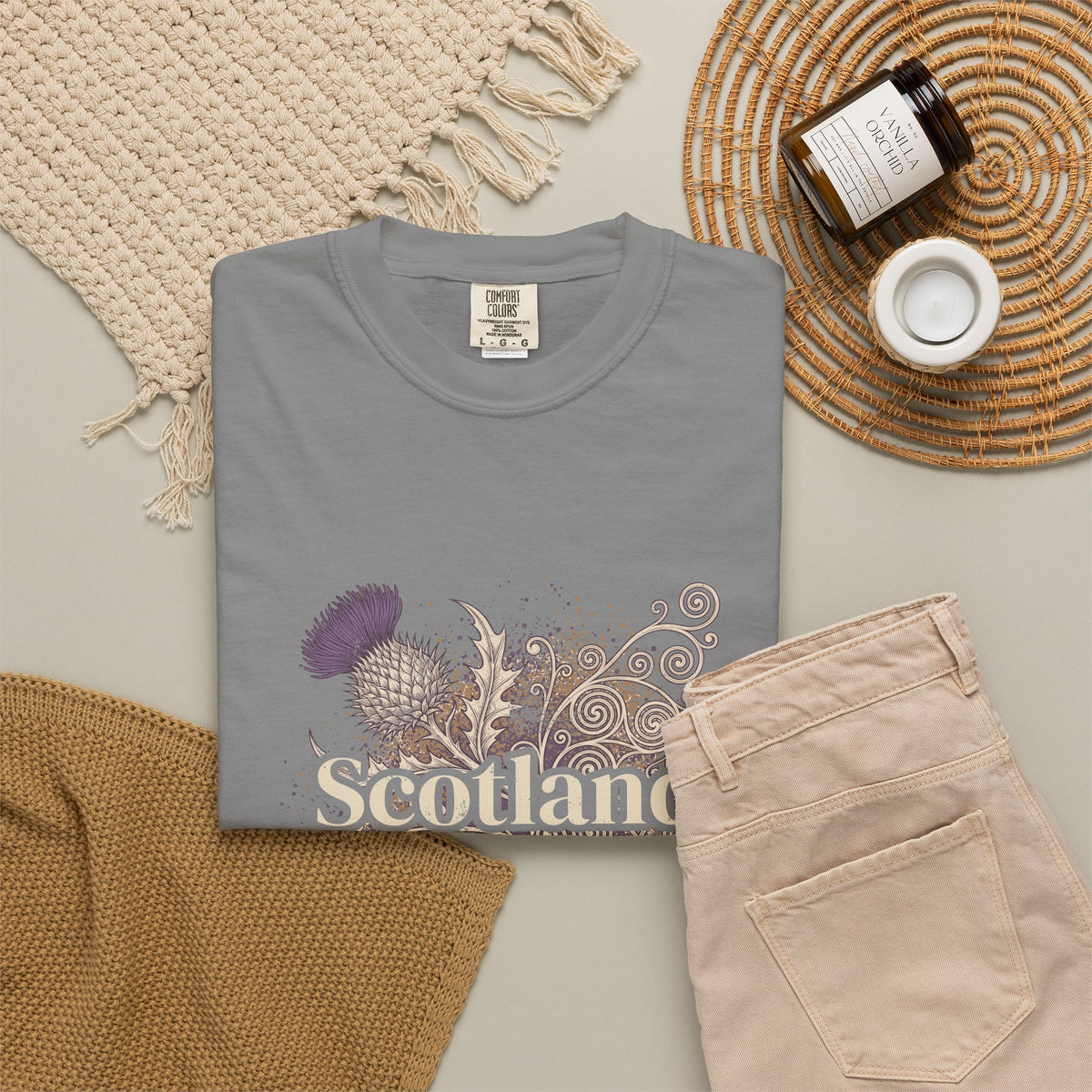 Scotland Thistle Celtic Scroll Paint Splatter T-Shirt