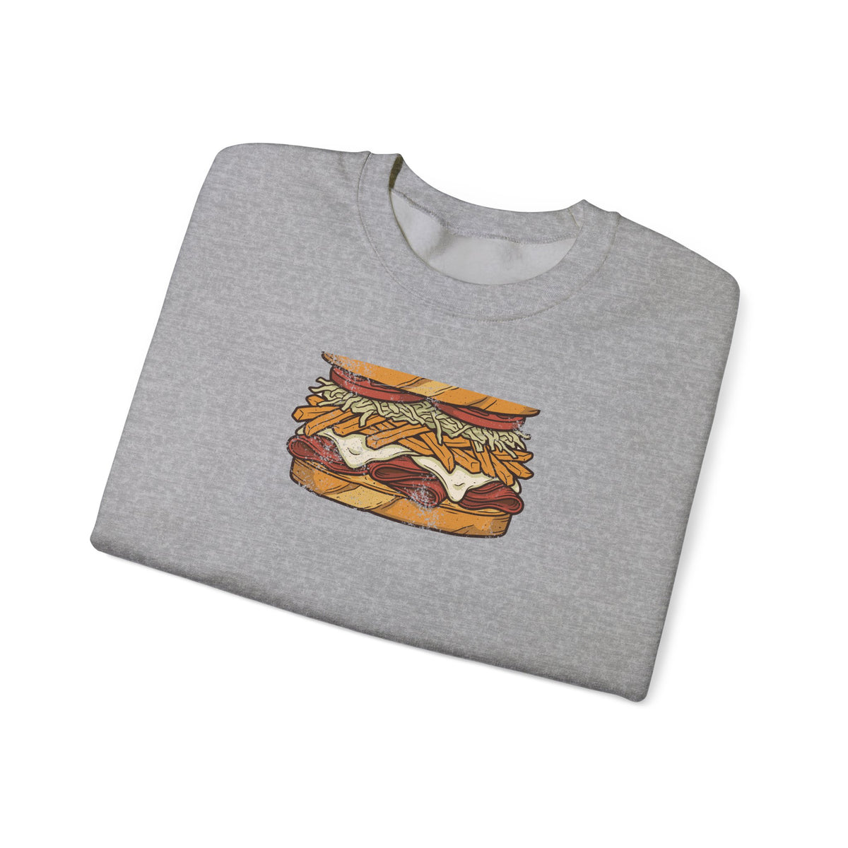 Pittsburgh Fries and Slaw Sandwich Food Illustration Crewneck Sweatshirt