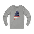 Maine American Flag Map Long Sleeve Tee