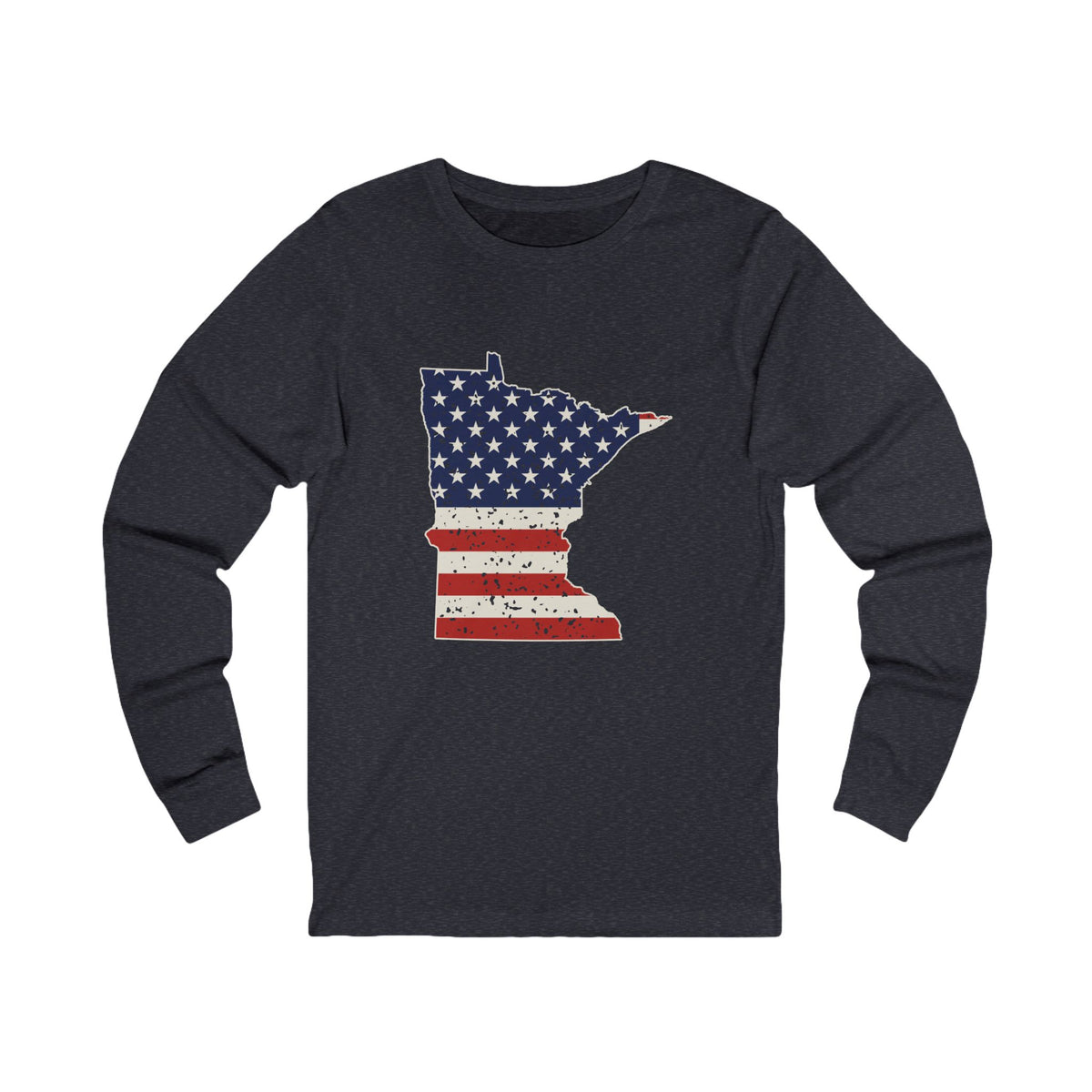 Minnesota American Flag Map Long Sleeve Tee