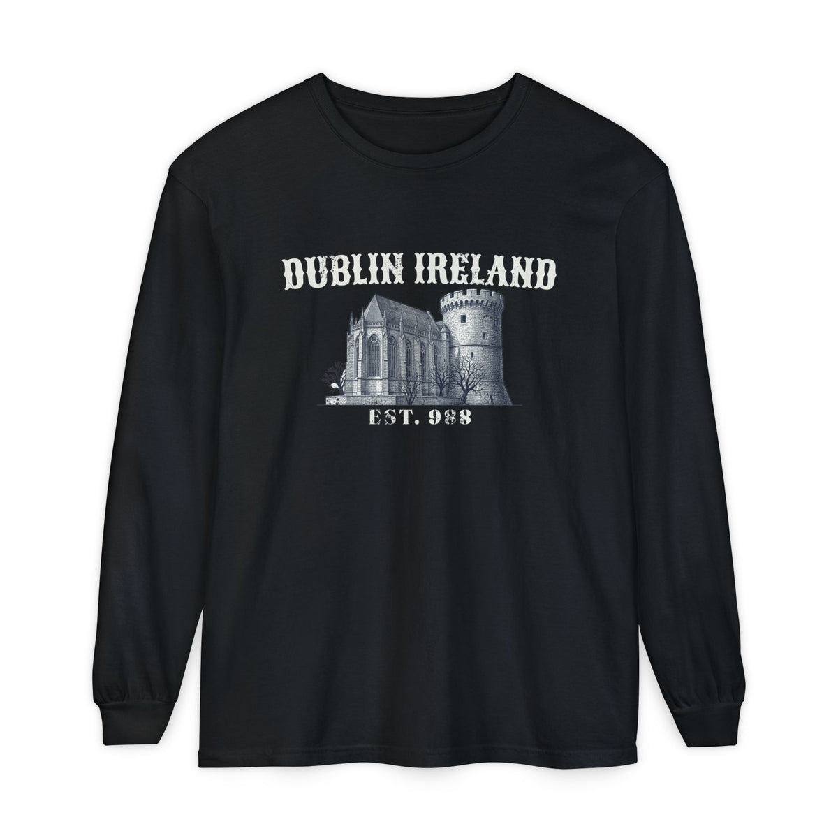 Dublin Ireland Castle Pen and Ink Sketch Long Sleeve Tee