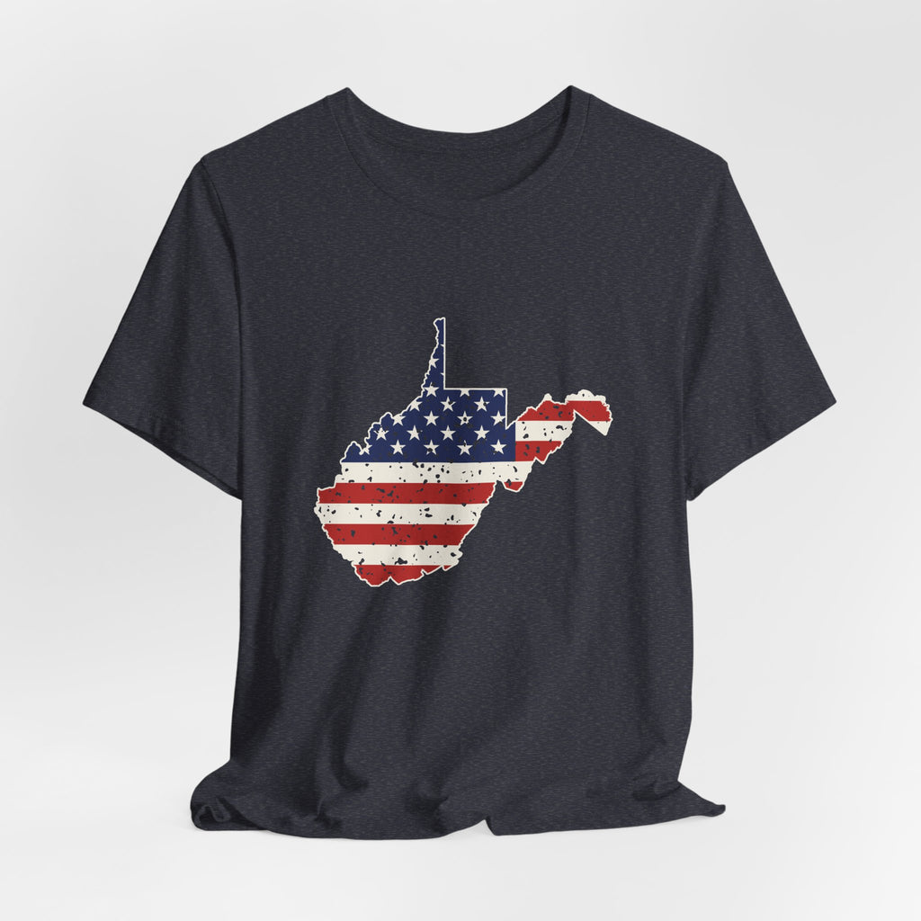 West Virginia American Flag Map T-Shirt