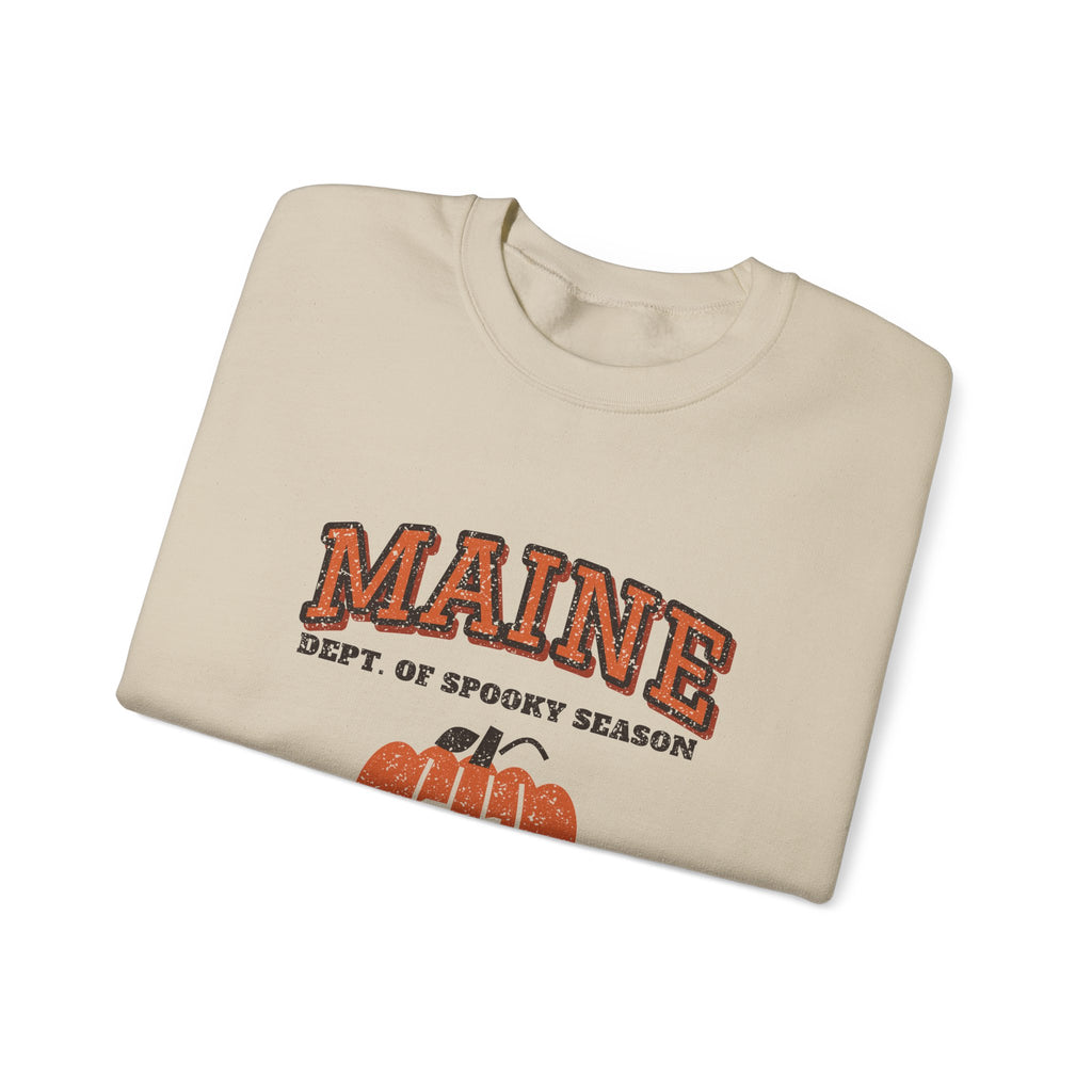 Maine Dept. of Spooky Season Varsity Crewneck Sweatshirt