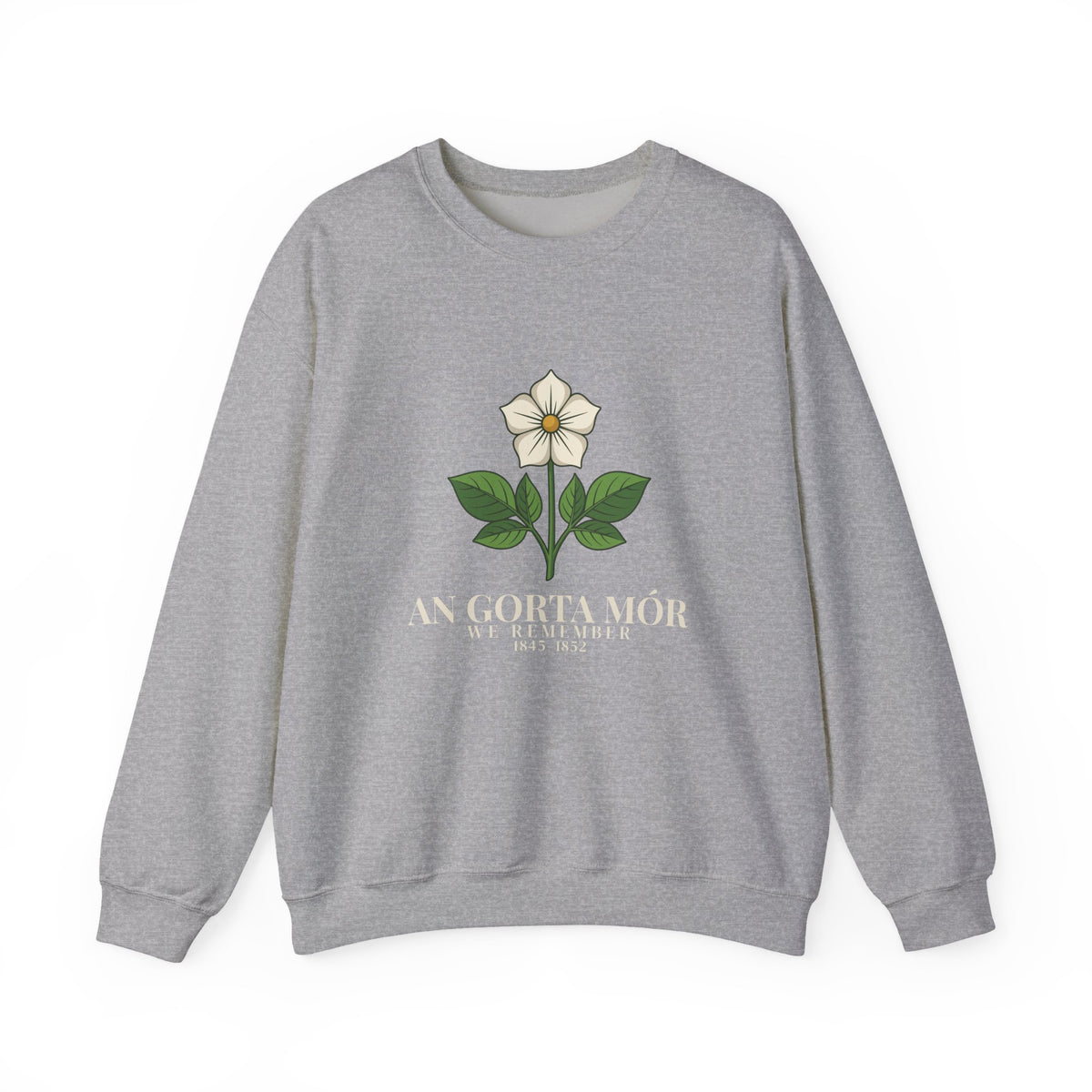 An Gorta Mór We Remember 1845-1852 Potato Blossom Crewneck Sweatshirt