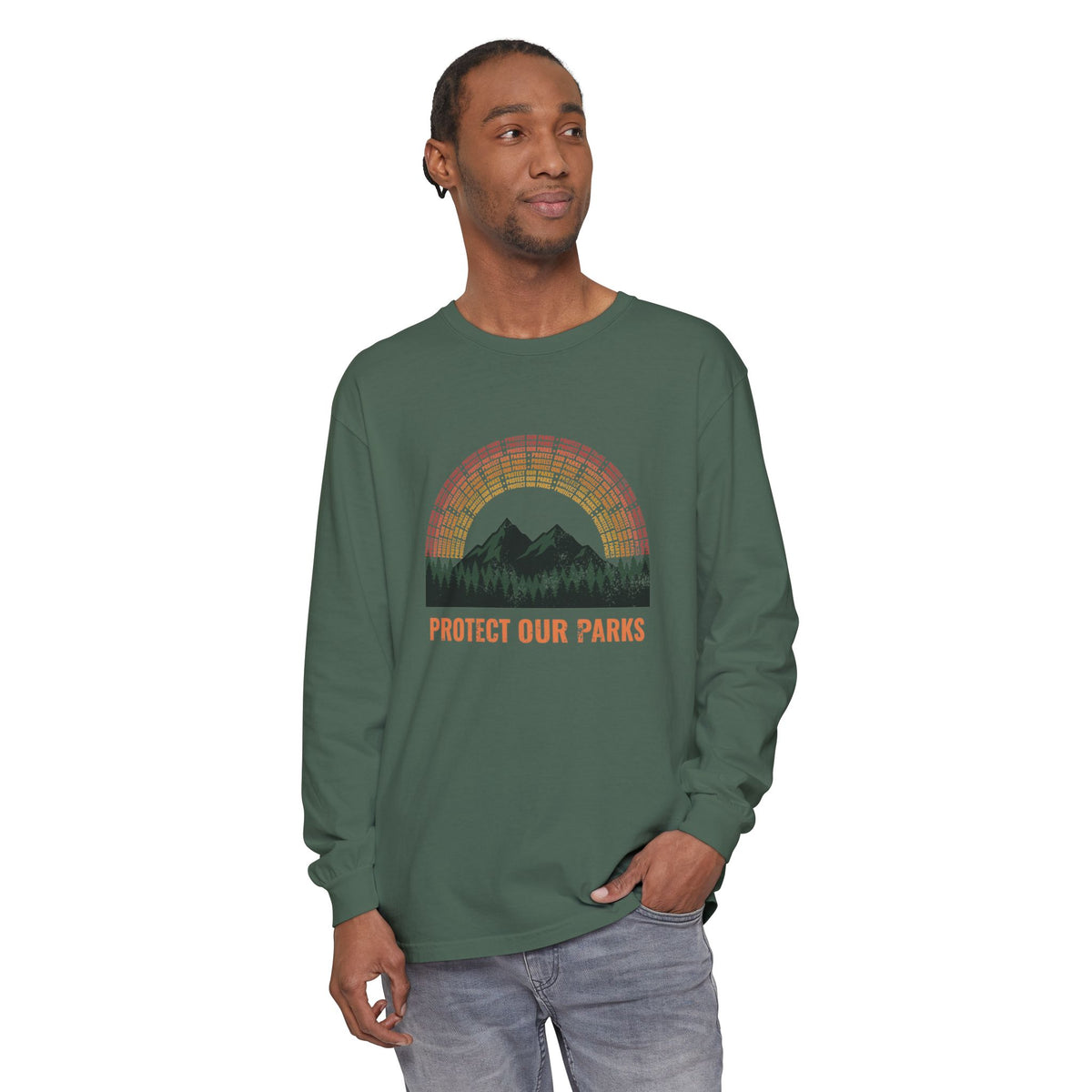 Protect Our Parks Retro Sunset Mountains Long Sleeve Tee