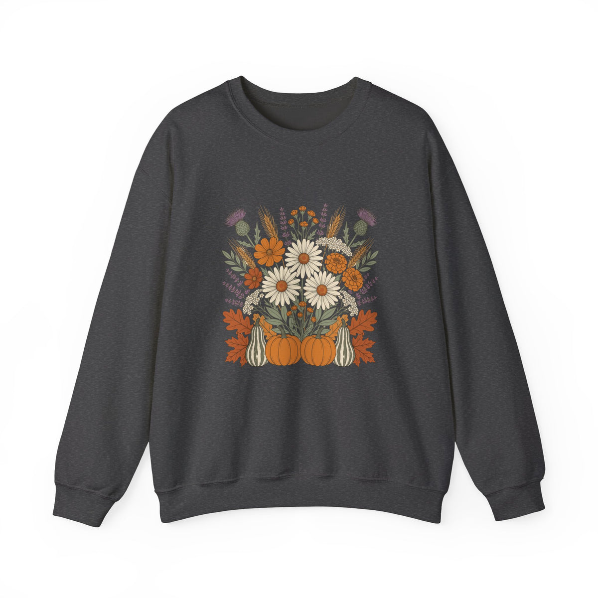 Fall Wildflower Bouquet Daisies and Thistles Crewneck Sweatshirt