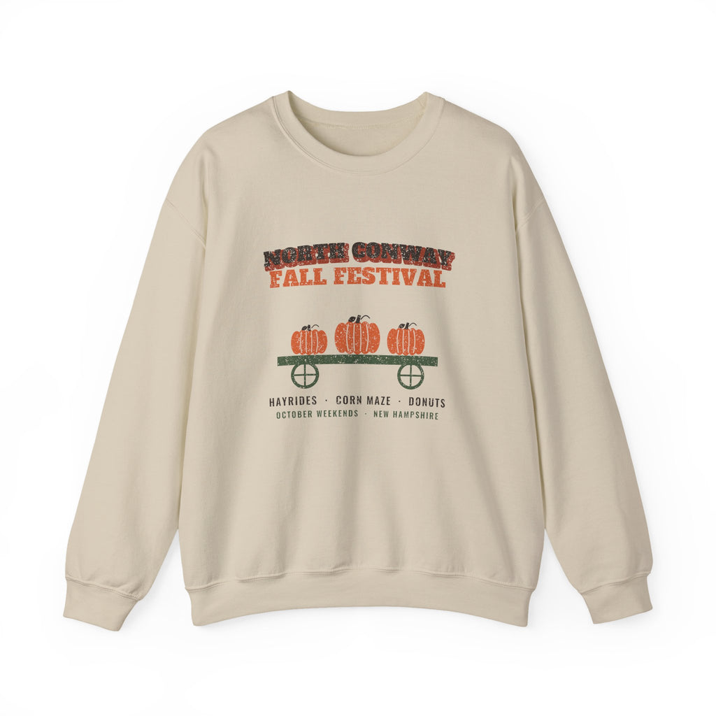 North Conway New Hampshire Fall Festival Hay Wagon Crewneck Sweatshirt