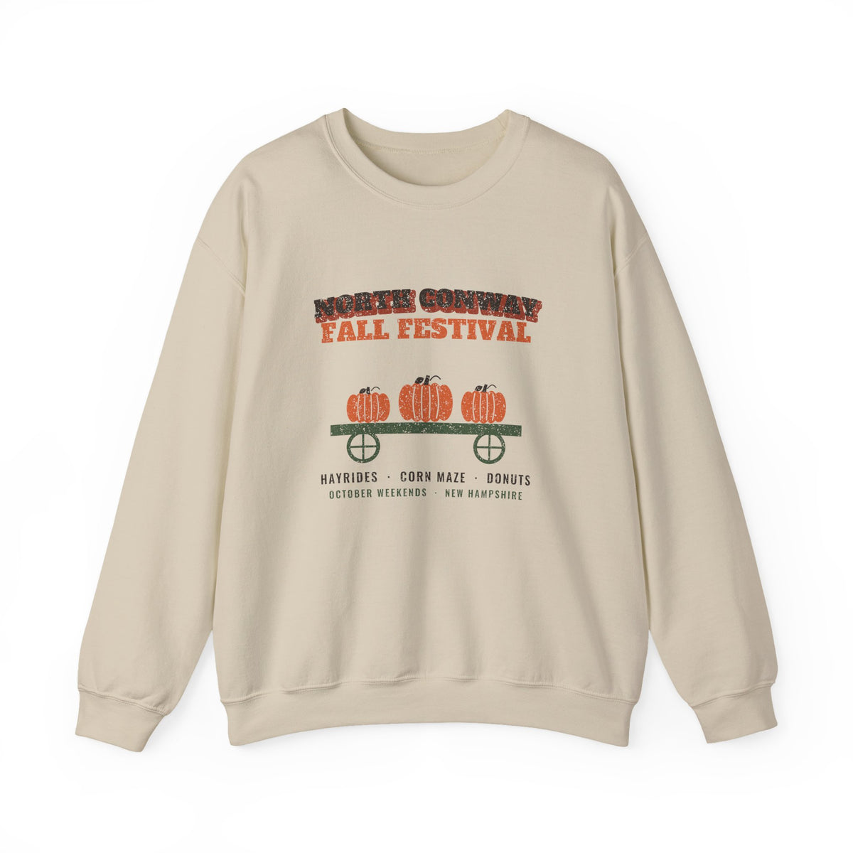 North Conway New Hampshire Fall Festival Hay Wagon Crewneck Sweatshirt
