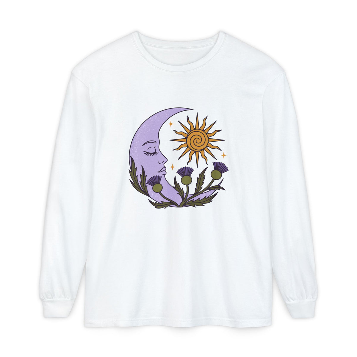 Thistle Moon Celestial Sun and Stars Long Sleeve Tee
