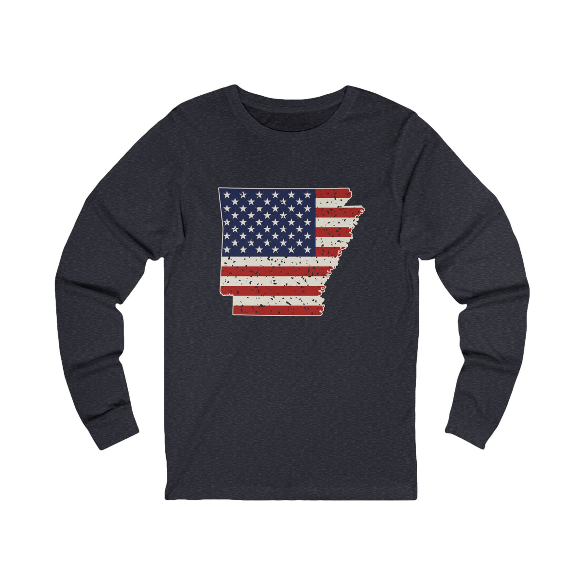 Arkansas American Flag Map Long Sleeve Tee