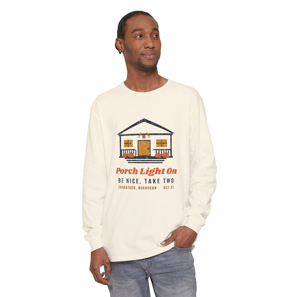Porch Light On Saugatuck Michigan Trick or Treat Long Sleeve Tee