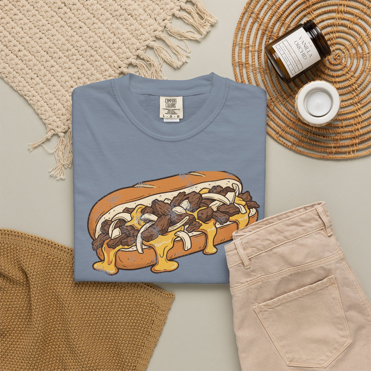 Philly Cheesesteak Retro Food Illustration T-Shirt