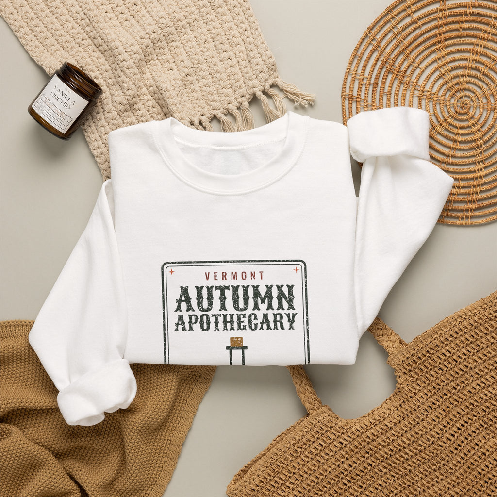 Vermont Autumn Apothecary Label Crewneck Sweatshirt