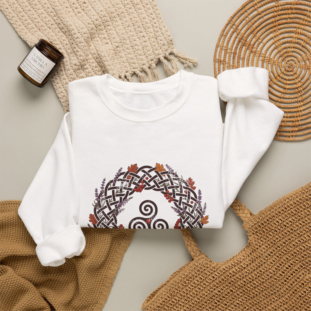 Fómhar Celtic Triskele Autumn Wreath Crewneck Sweatshirt