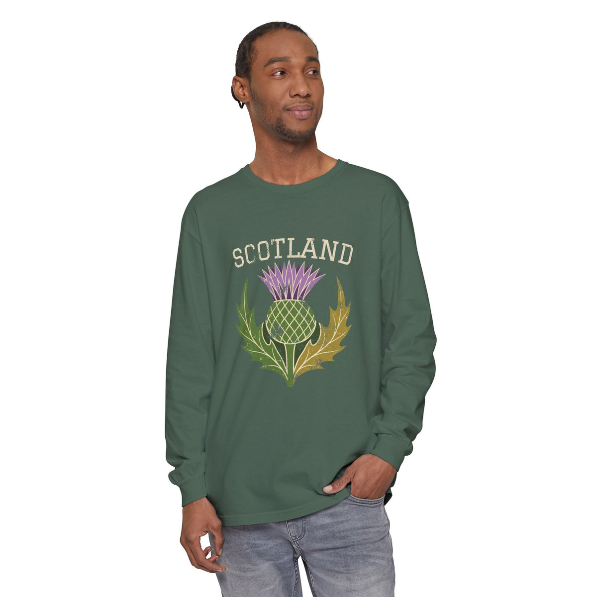 Scotland Thistle Vintage Emblem Long Sleeve Tee