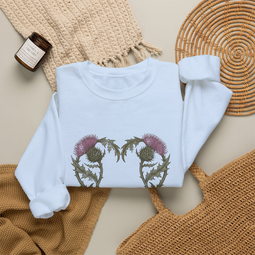 Scotland Has My Heart Purple Thistles Crewneck Sweatshirt