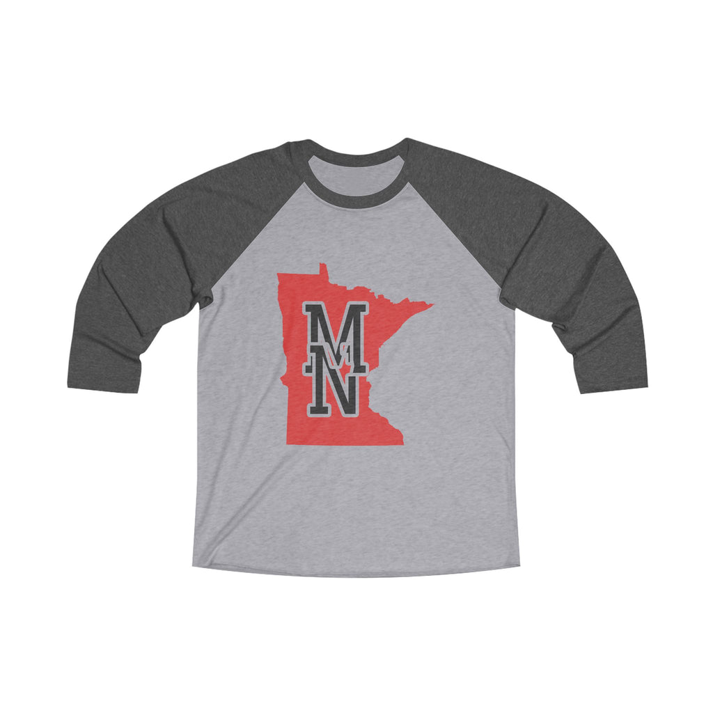 Minnesota Varsity Monogram Map Raglan 3/4 Sleeve Tee
