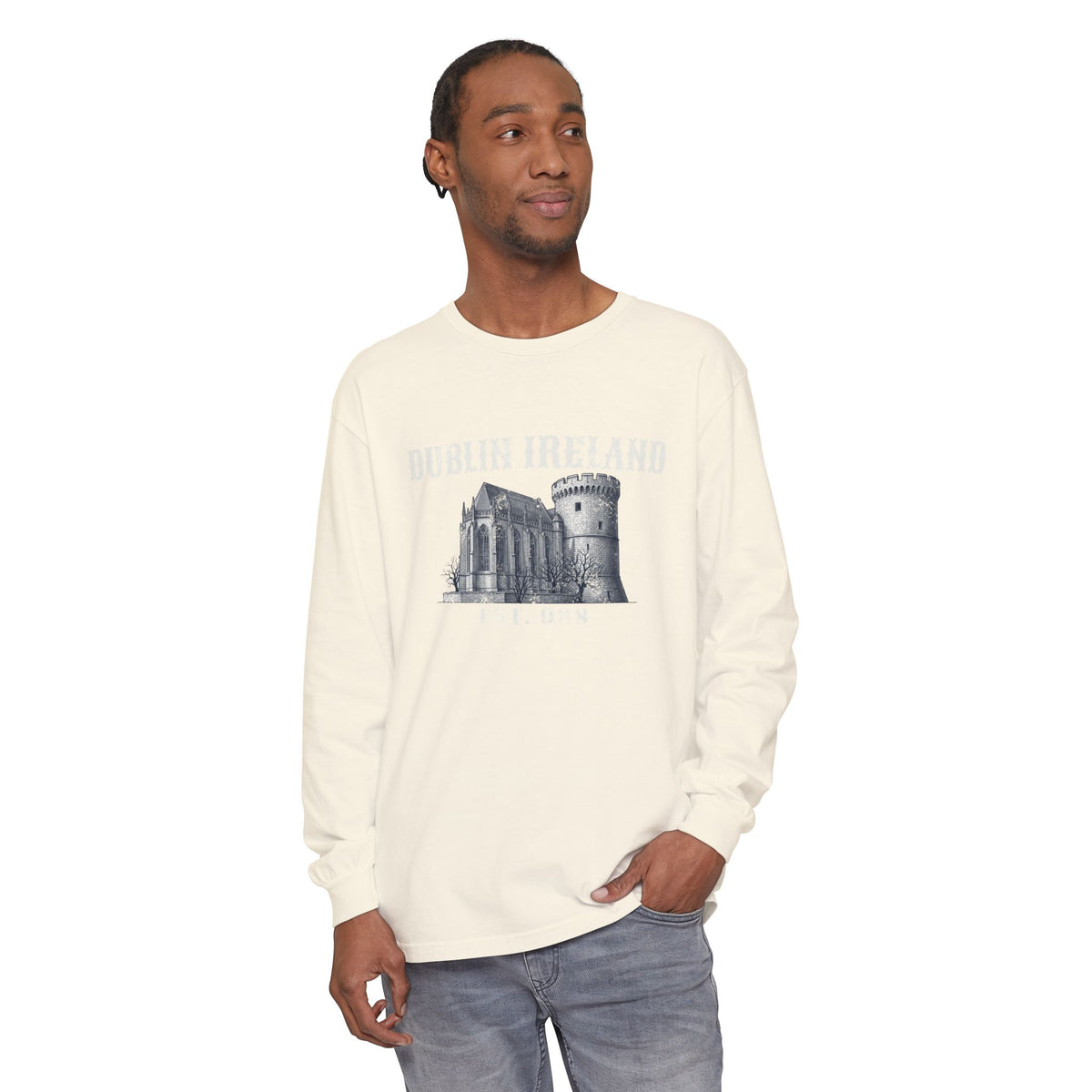 Dublin Ireland Castle Pen and Ink Sketch Long Sleeve Tee