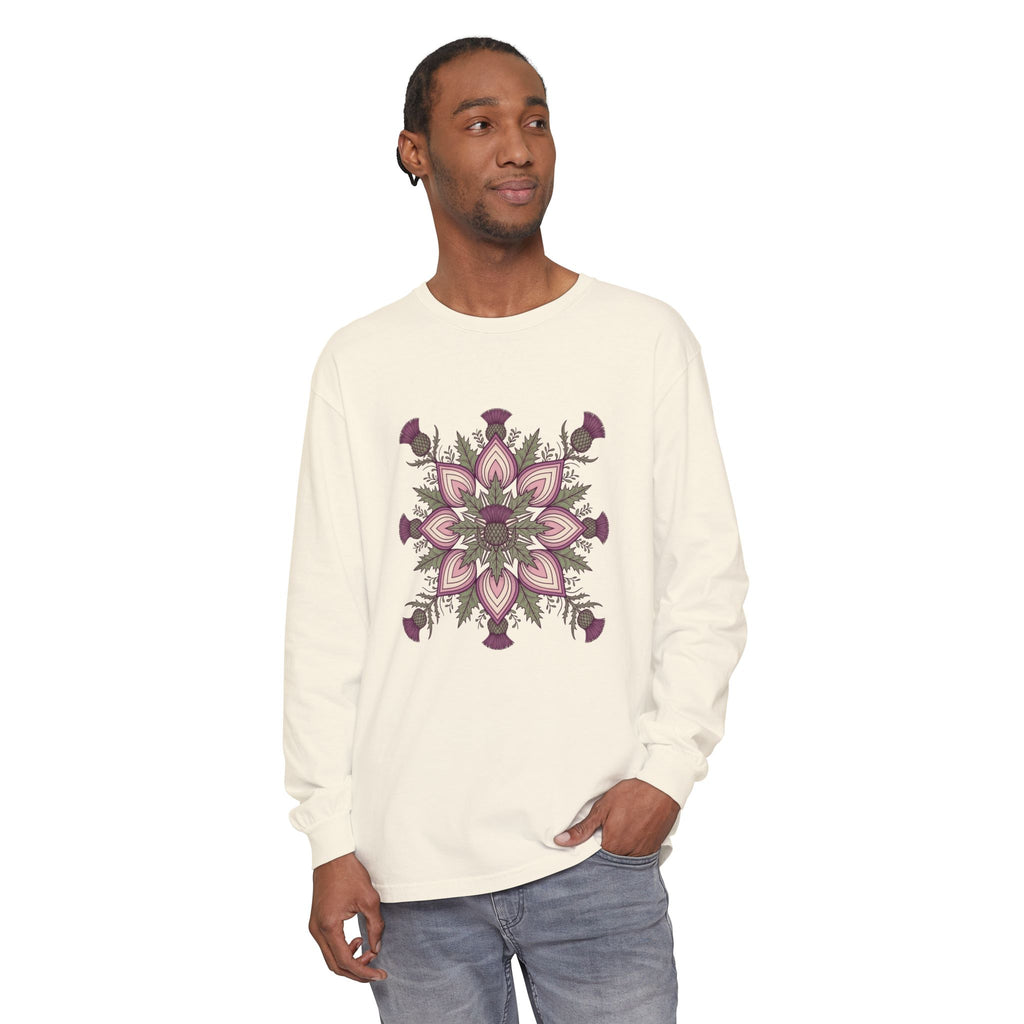 Scottish Thistle Mandala Botanical Long Sleeve Tee