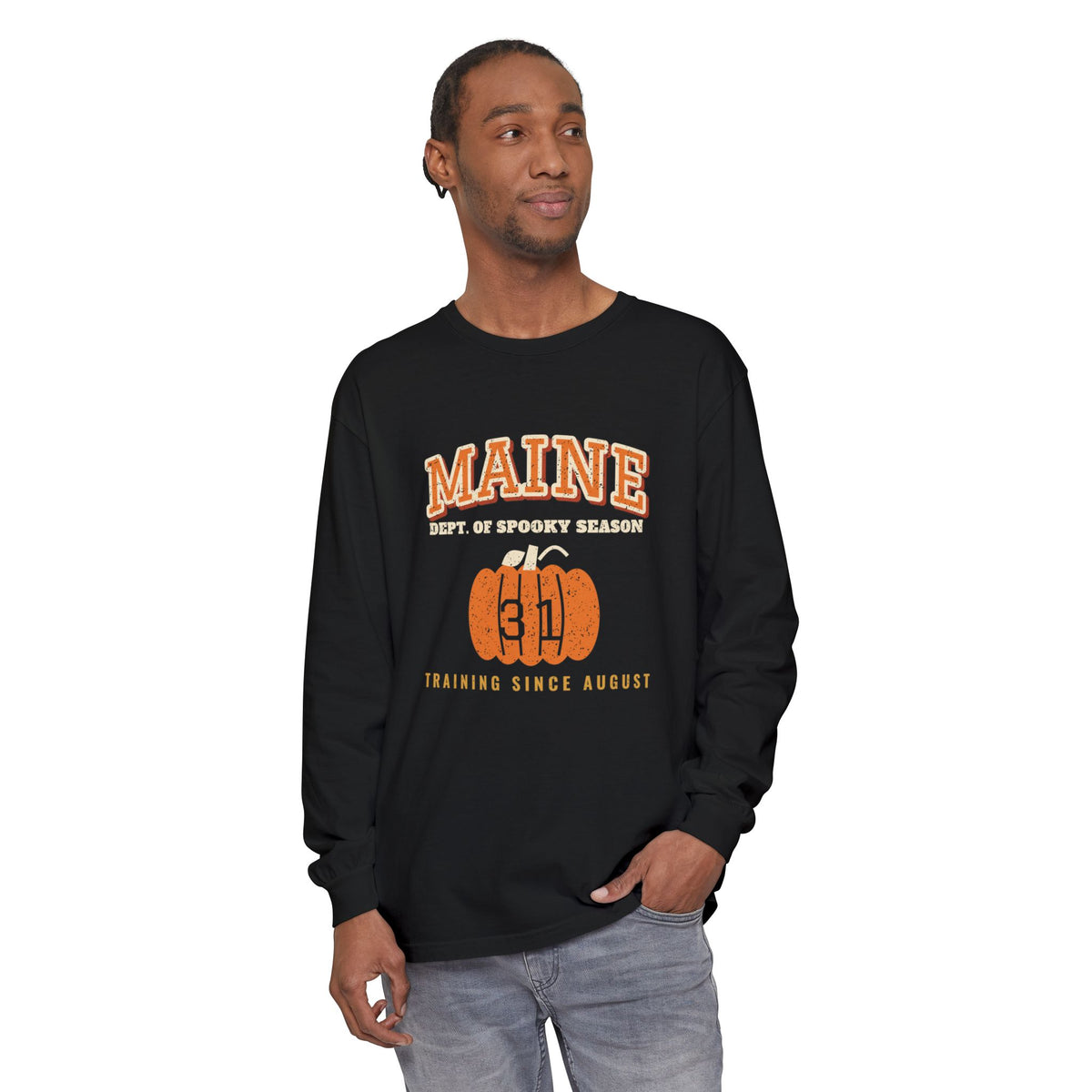 Maine Dept. of Spooky Season Varsity Long Sleeve Tee