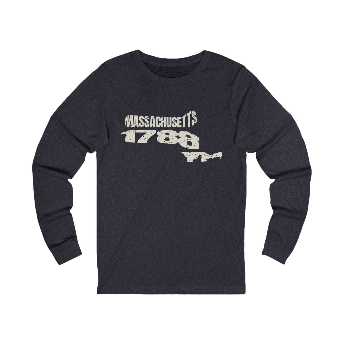 Massachusetts Vintage Letters Map Long Sleeve Tee