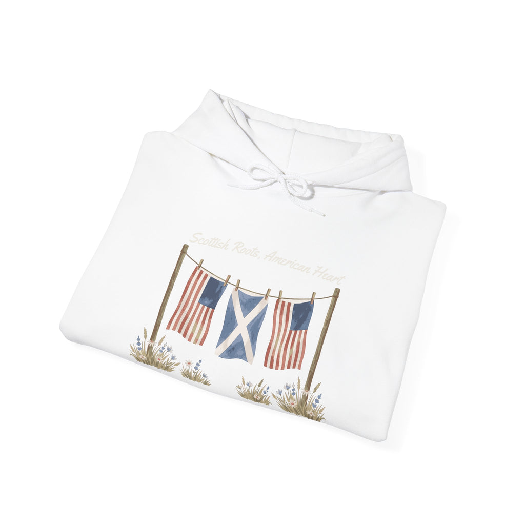 Scottish Roots American Heart Watercolor Flags Hoodie