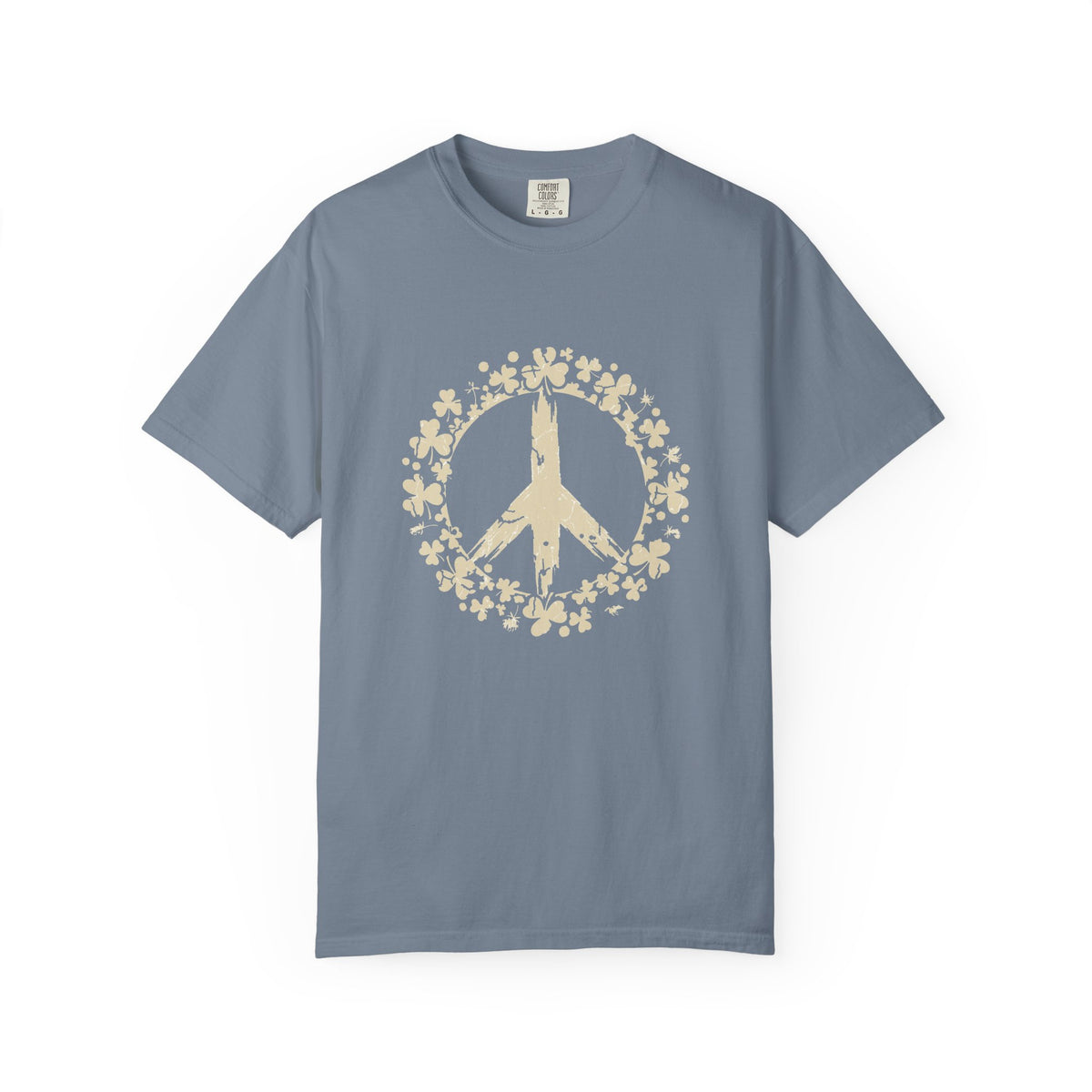Shamrock Peace Sign Wreath Distressed T-Shirt