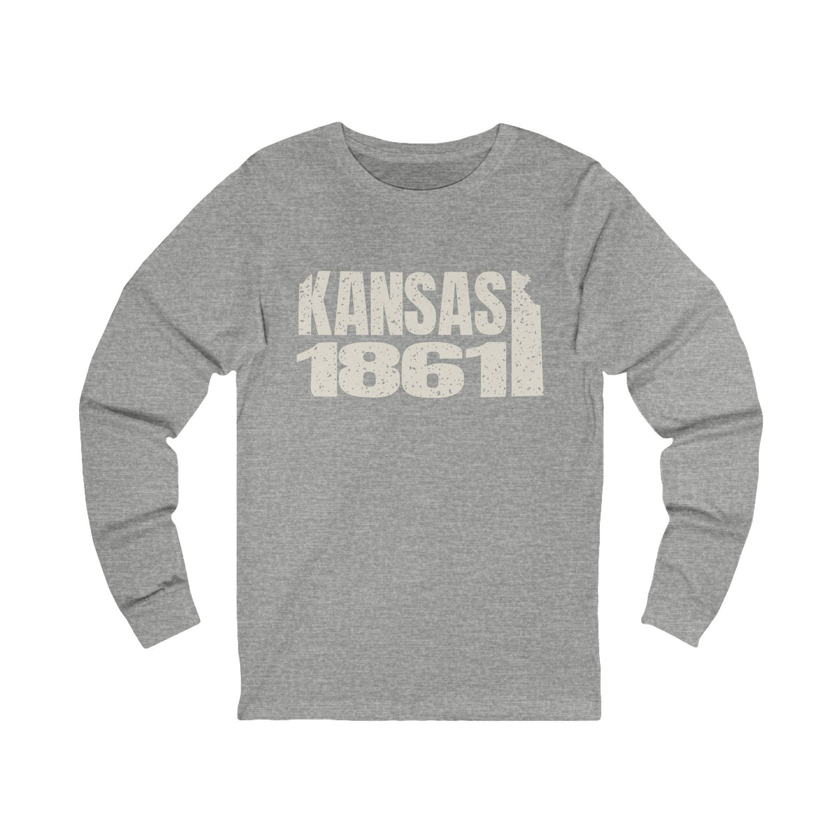 Kansas Vintage Letters Map Long Sleeve Tee