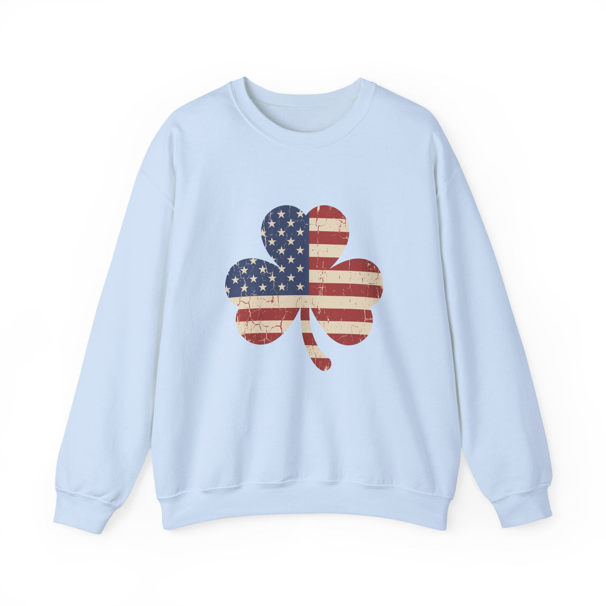 Irish American Flag Shamrock Distressed Vintage Crewneck Sweatshirt
