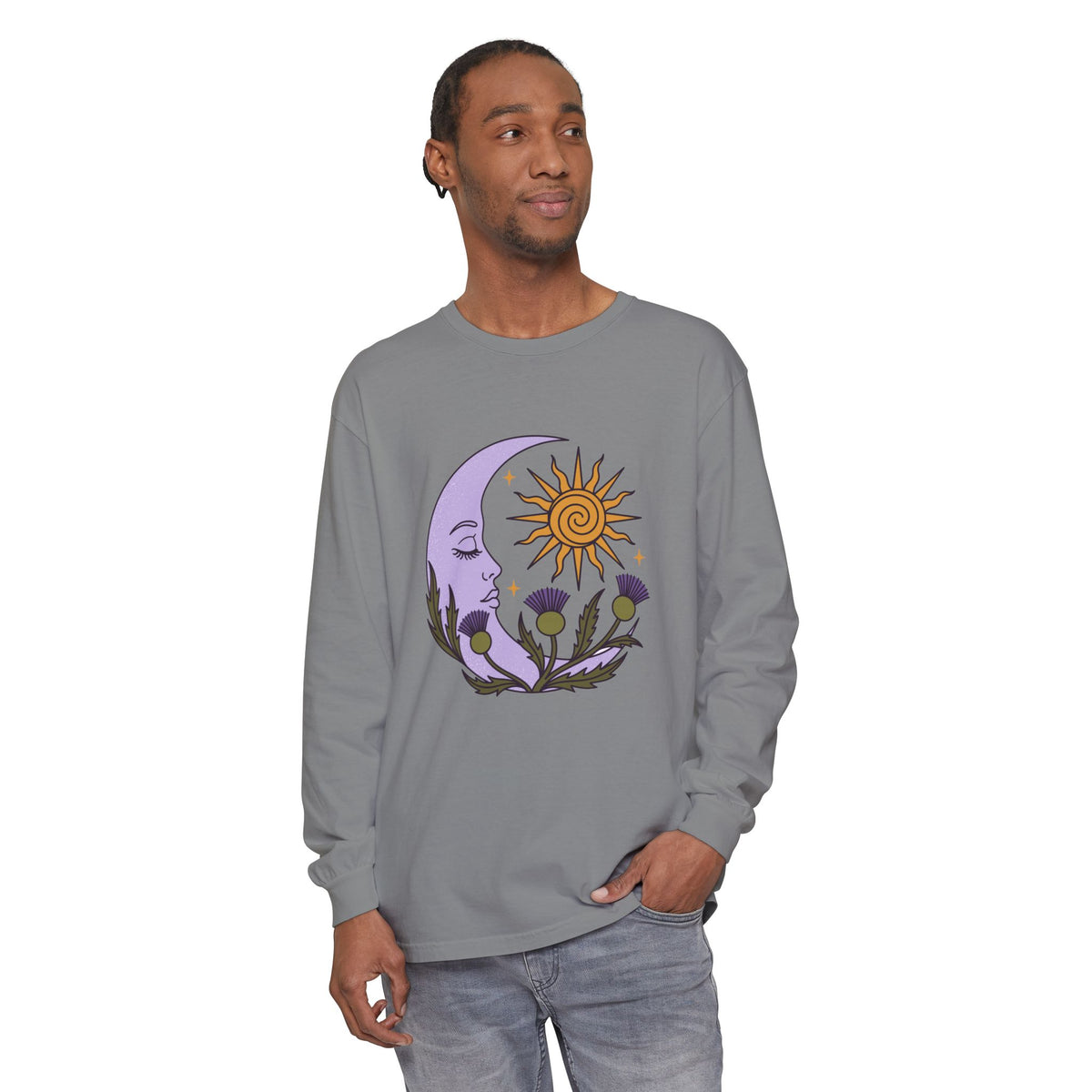 Thistle Moon Celestial Sun and Stars Long Sleeve Tee
