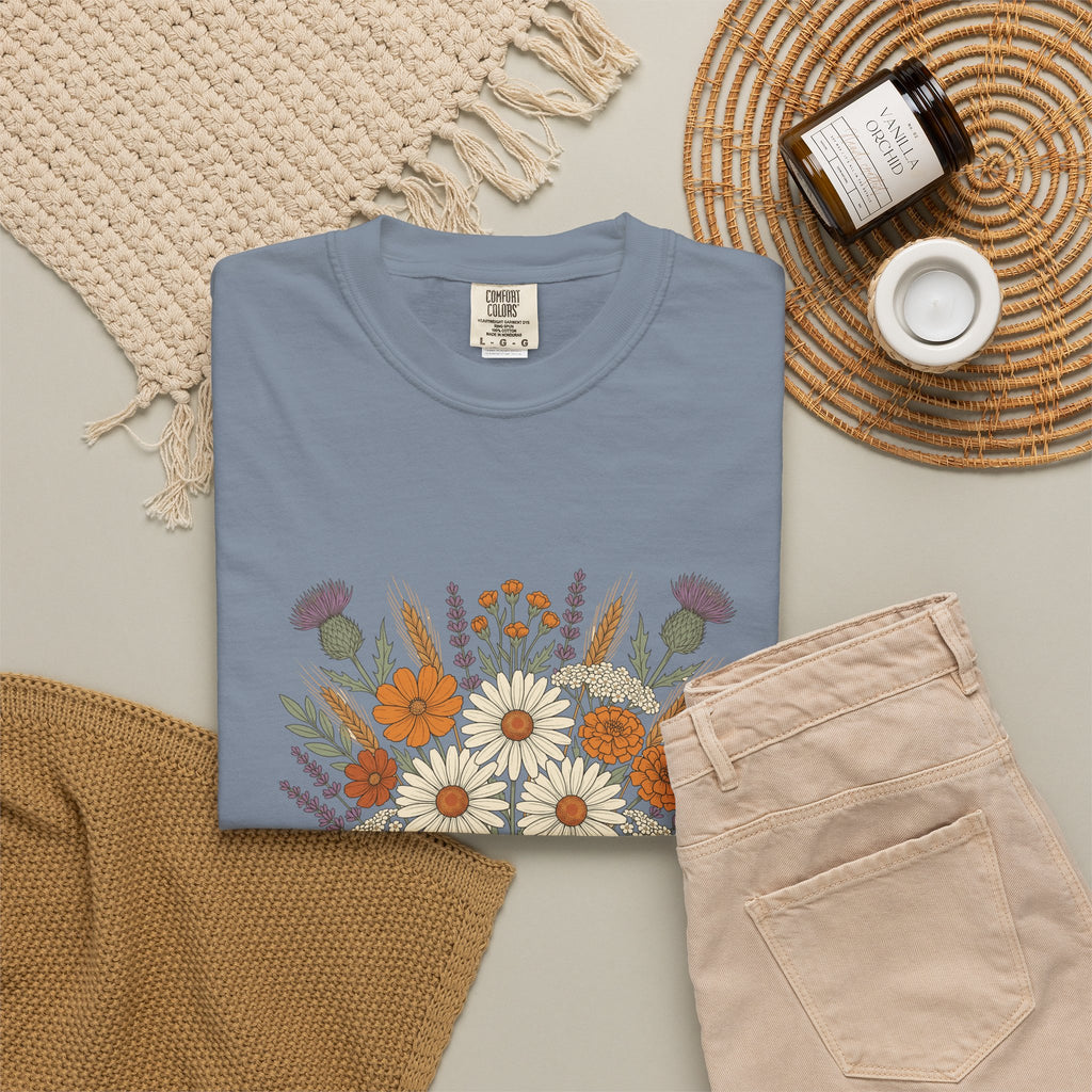 Fall Wildflower Bouquet Daisies and Thistles T-Shirt