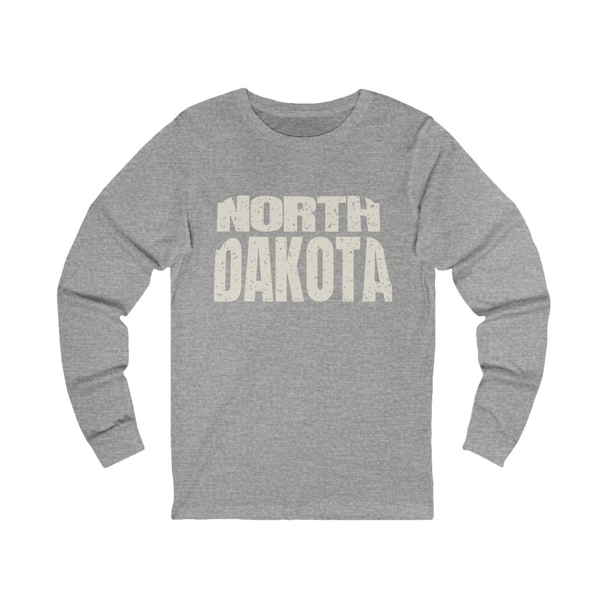 North Dakota Vintage Letters Map Long Sleeve Tee
