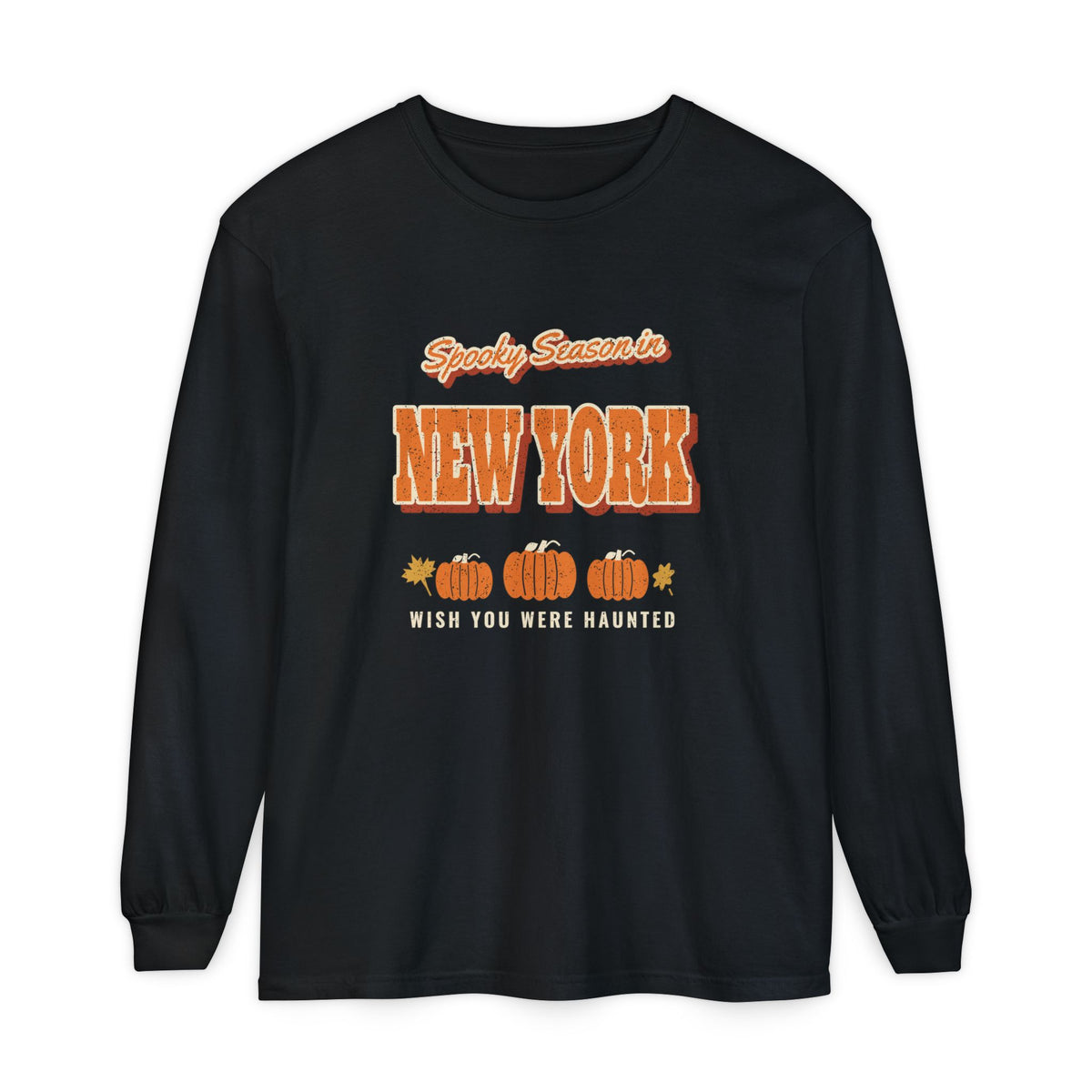 Spooky Season in New York Vintage Postcard Long Sleeve Tee