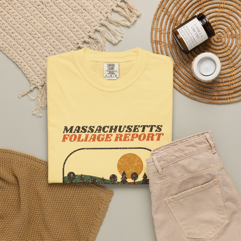 Massachusetts Foliage Report Retro Landscape T-Shirt