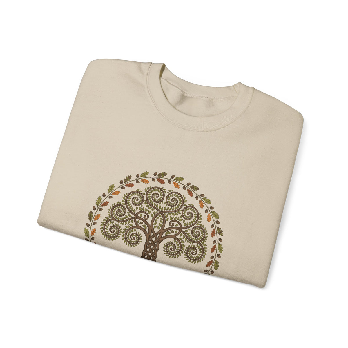 Celtic Tree of Life Autumn Oak Wreath Crewneck Sweatshirt