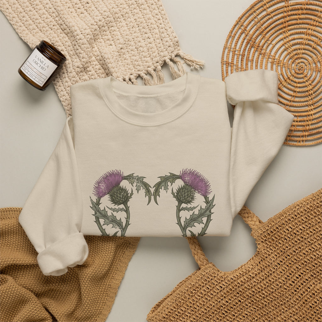 Scotland Has My Heart Purple Thistles Crewneck Sweatshirt