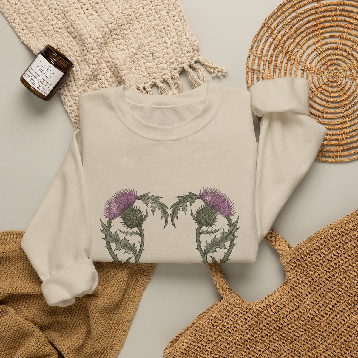 Scotland Has My Heart Purple Thistles Crewneck Sweatshirt